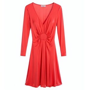 Julien Macdonald VINTAGE orange v-neck viscose cocktail dress NWT